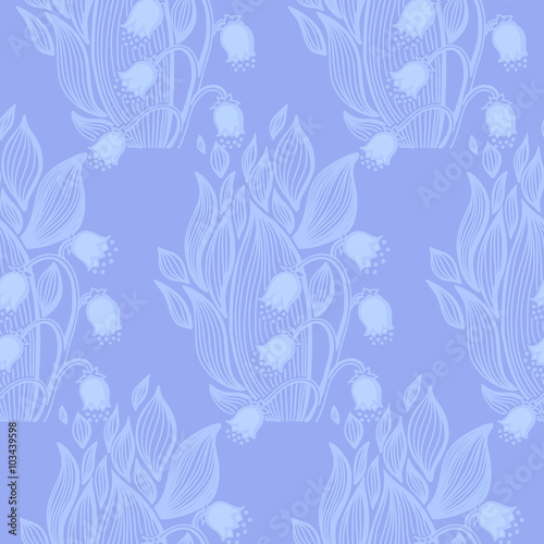 Fototapeta Naklejka Na Ścianę i Meble -  Lilies of the valley flower. Wallpaper textile pattern.