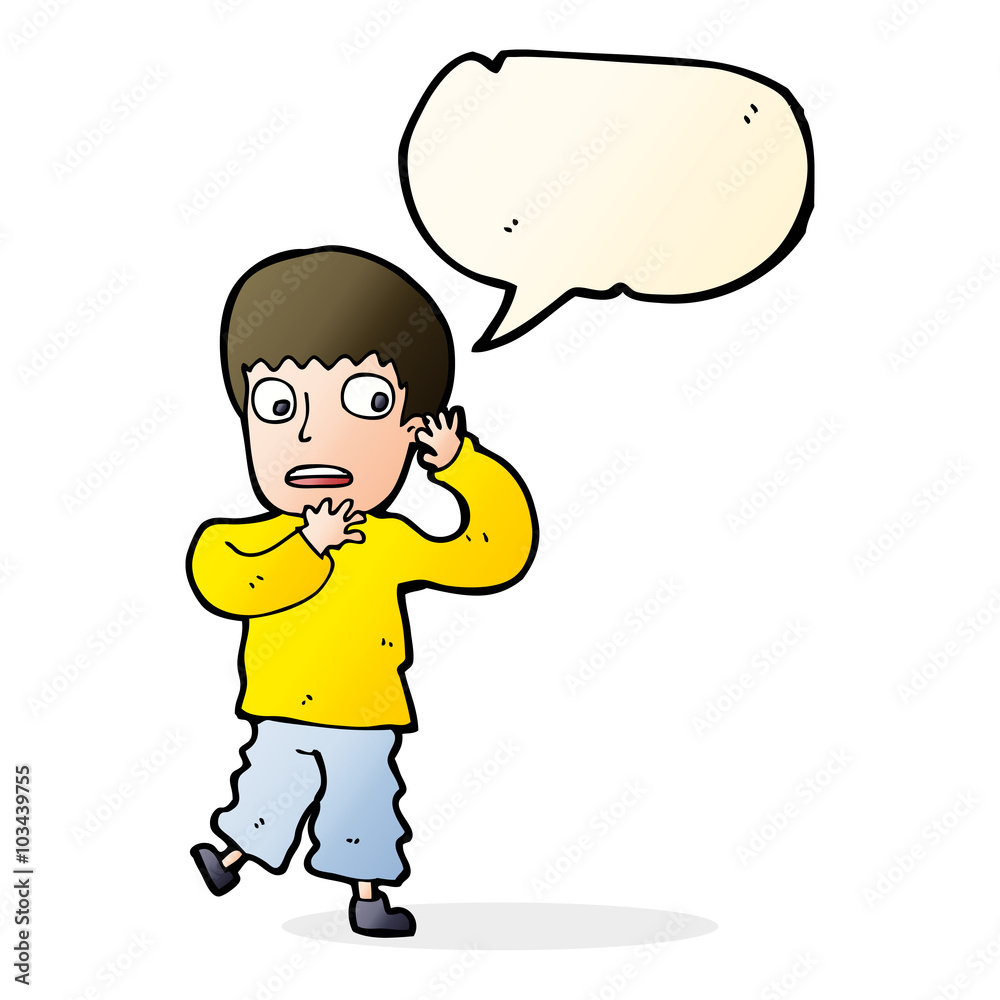 cartoon frightened boy with speech bubble cartoon frightened boy with speech bubble