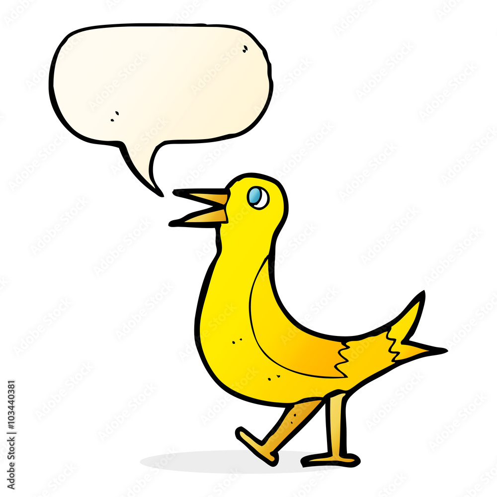 cartoon walking bird with speech bubble cartoon walking bird with speech bubble