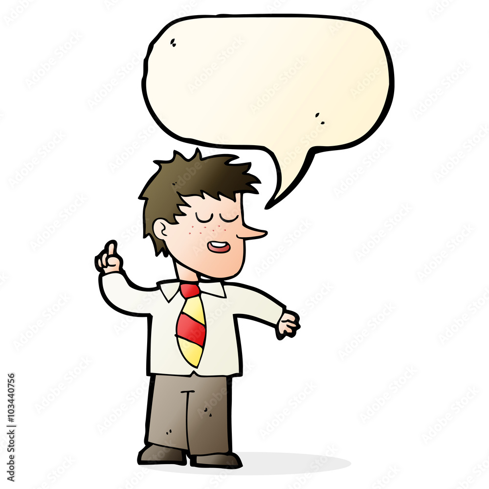 cartoon man with good idea with speech bubble