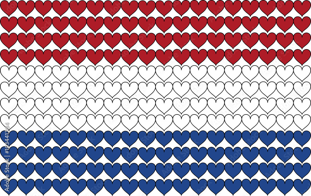 The Netherlands flag in hearts
