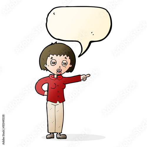 cartoon woman telling off with speech bubble