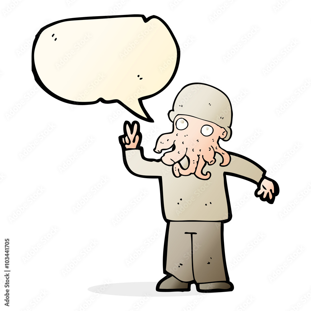 cartoon cool alien with speech bubble cartoon cool alien with speech bubble