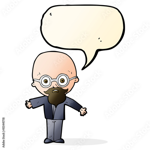 cartoon genius scientist with speech bubble