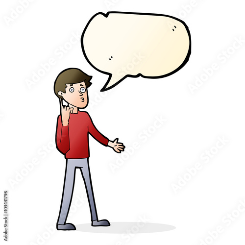 cartoon man asking question with speech bubble