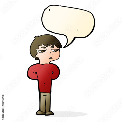 cartoon antisocial boy with speech bubble