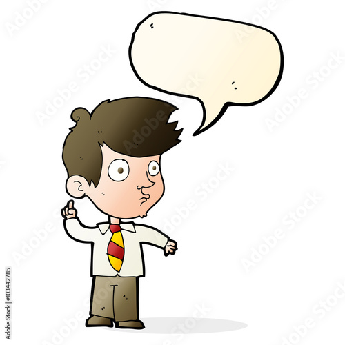 cartoon boy asking question with speech bubble