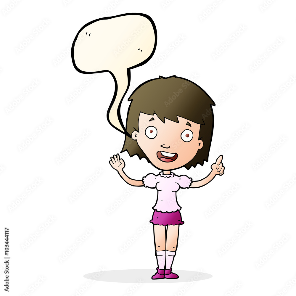 cartoon woman pointing with speech bubble cartoon woman pointing with speech bubble
