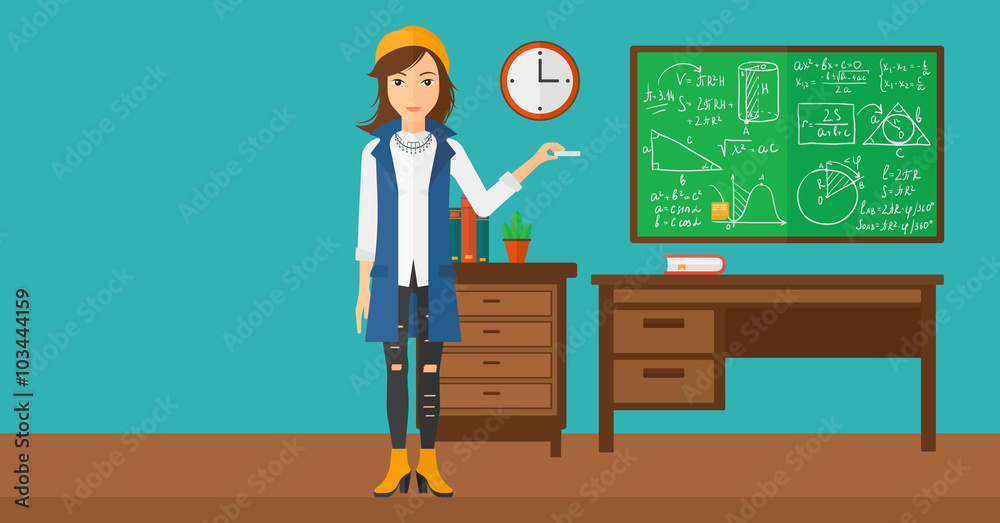 Woman with chalk in hand. Woman with chalk in hand.