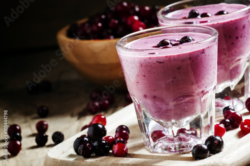Milk-Berry smoothie with cranberry, black currant and red curran photo