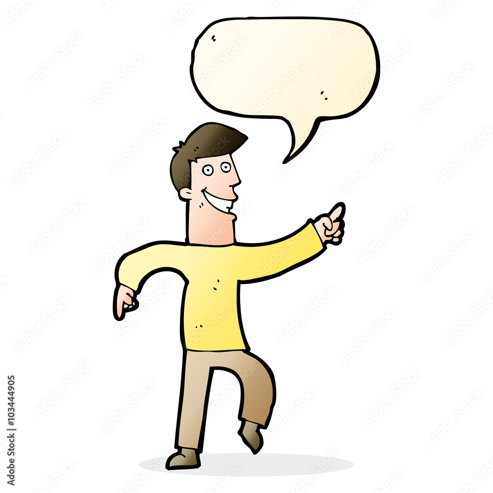 Fototapeta premium cartoon grinning man with speech bubble