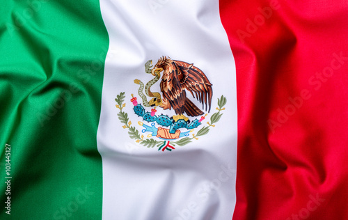 Quadro su tela Flag of Mexico, national country symbol, wave flag.