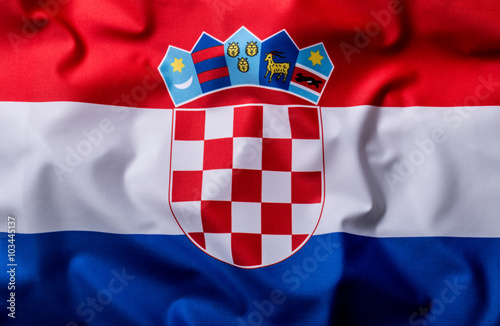 Fotografie Flags of the Croatia and the European Union