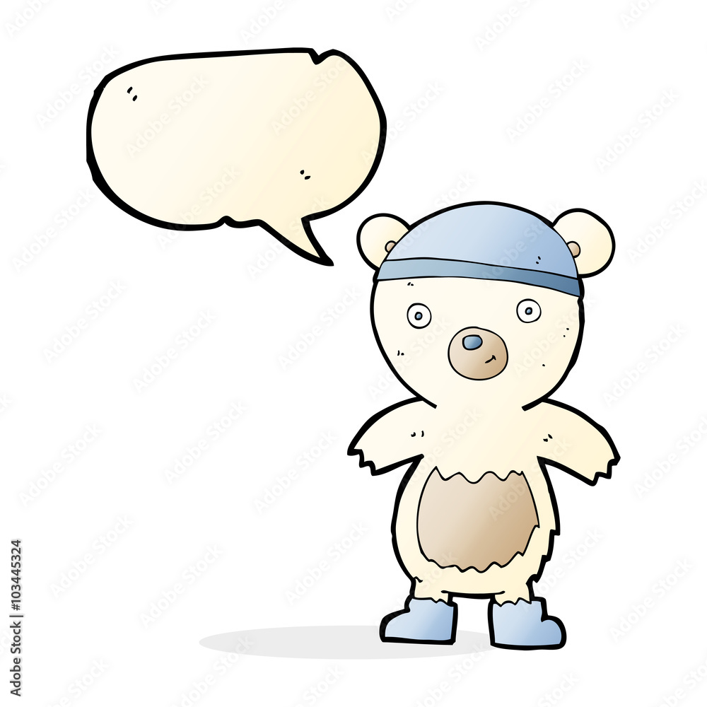 cartoon cute polar bear with speech bubble cartoon cute polar bear with speech bubble