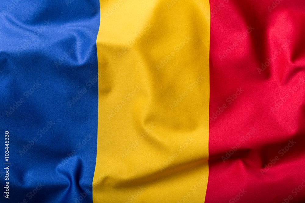 Flag of Romania, national country symbol, wave flag. Flag of Romania, national country symbol, wave flag.