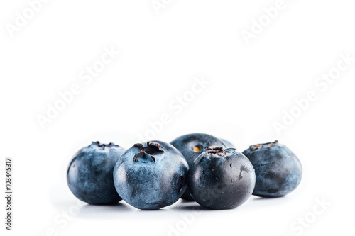 Fresh blueberries on white background