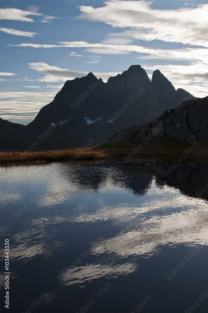 Norway. Norwegian nature / There are mountains plunging into the sea from hundreds of metres, fjords, tall mountain peaks, northern lights and midnight sun. 