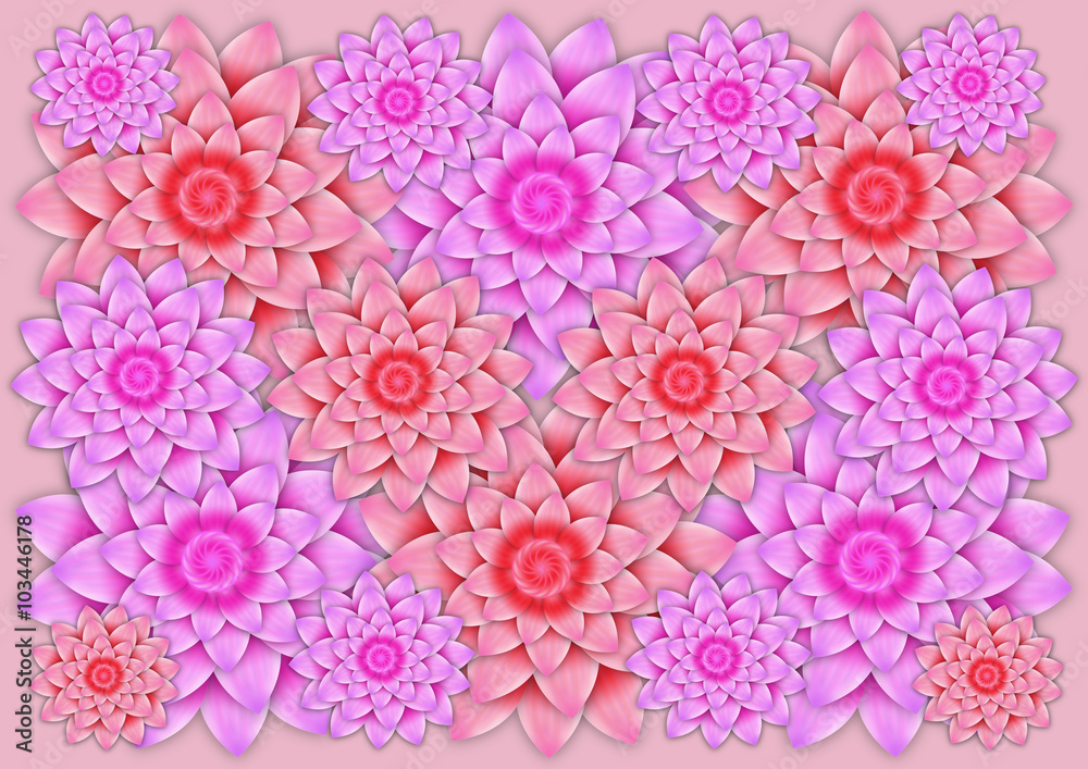 red and pink flowers wave line pattern