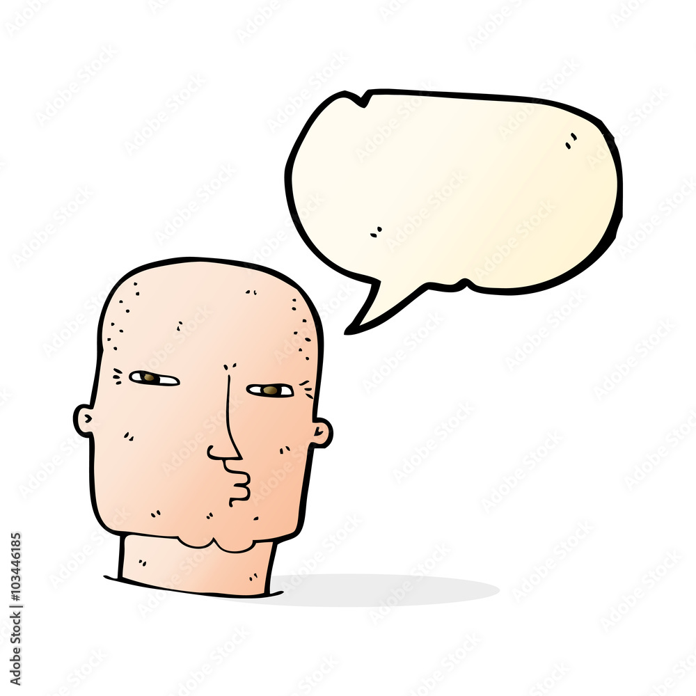 cartoon bald tough guy with speech bubble cartoon bald tough guy with speech bubble