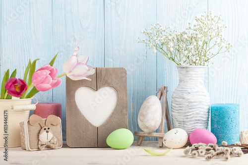 Easter decoration with spring flowers