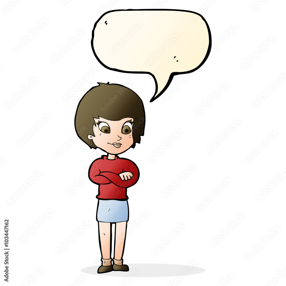 cartoon proud woman with speech bubble cartoon proud woman with speech bubble