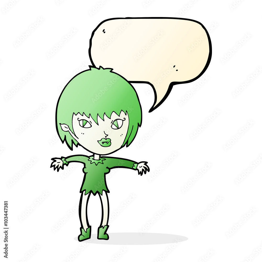 cartoon vampire girl with speech bubble cartoon vampire girl with speech bubble