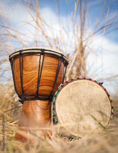 African hand percussion instrument - Djembe drums photo