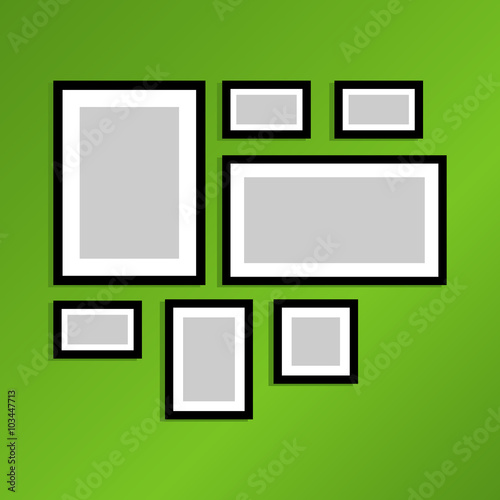 Photo frames on wall. Vector vintage picture frames.