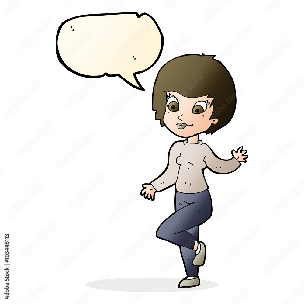 cartoon woman waving with speech bubble cartoon woman waving with speech bubble