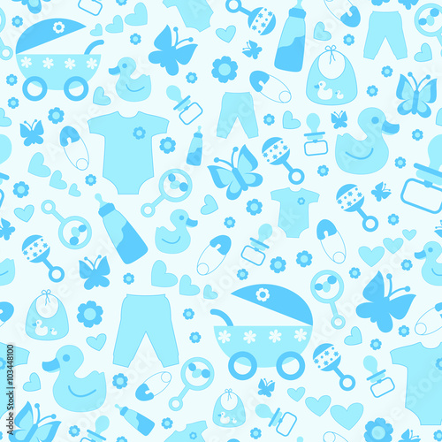 Blue seamless pattern for baby boys 