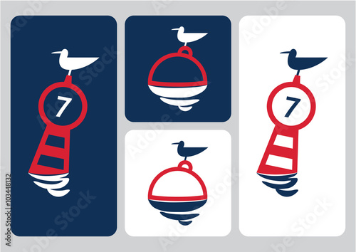 seagull on buoy vector illustration
