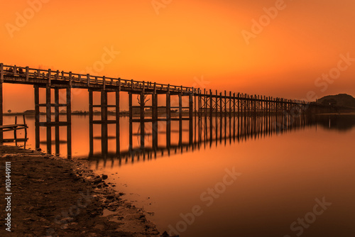 Sunset over the U Bein Bridge in Myanmar