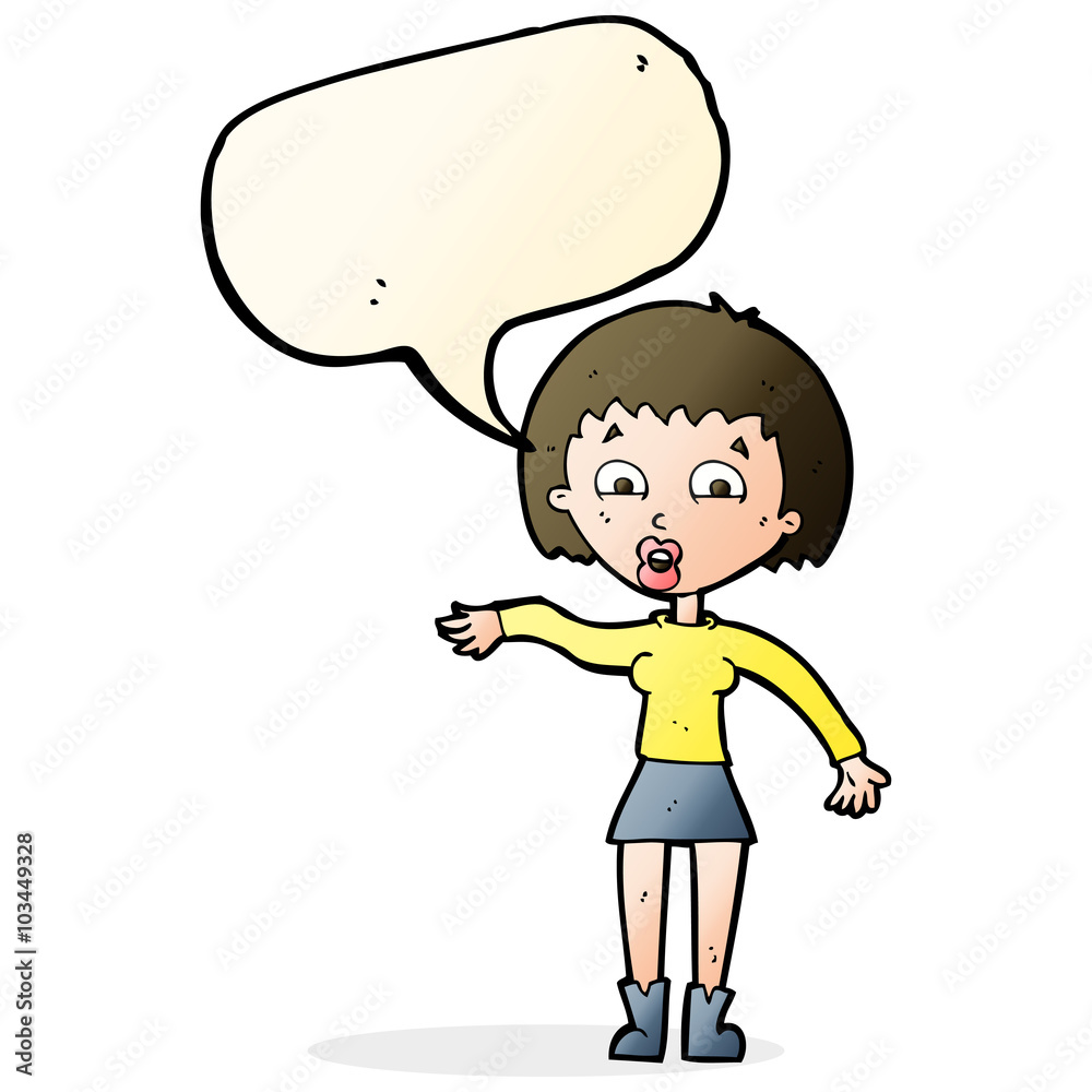 cartoon surprised woman with speech bubble cartoon surprised woman with speech bubble