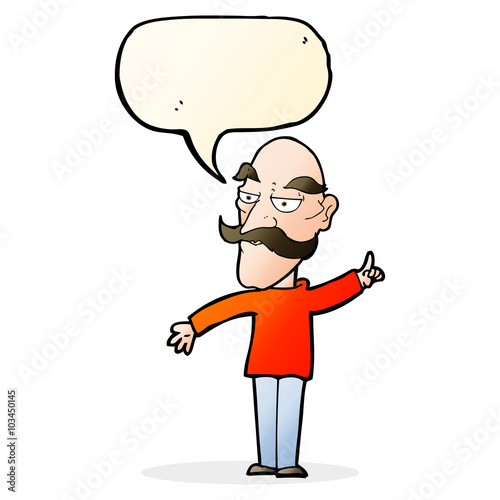 cartoon old man telling story with speech bubble
