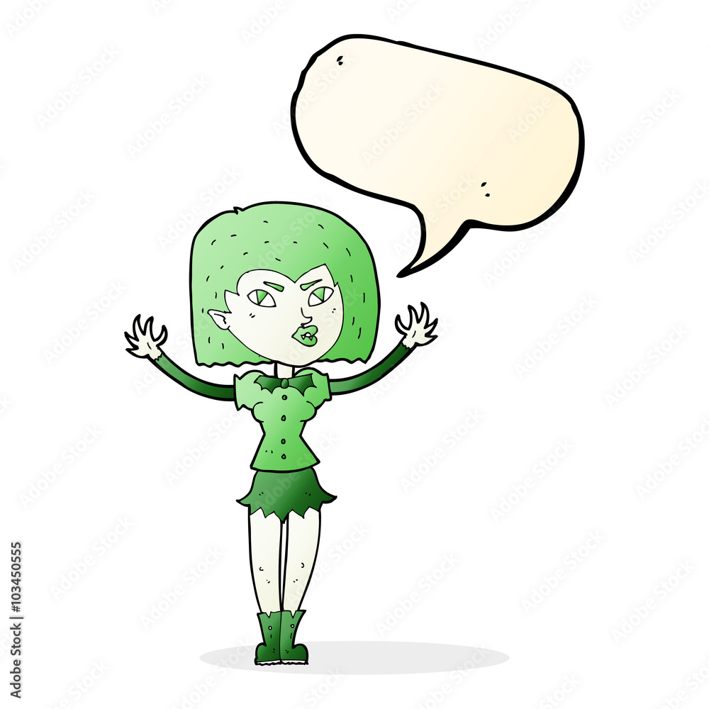 cartoon vampire girl with speech bubble cartoon vampire girl with speech bubble