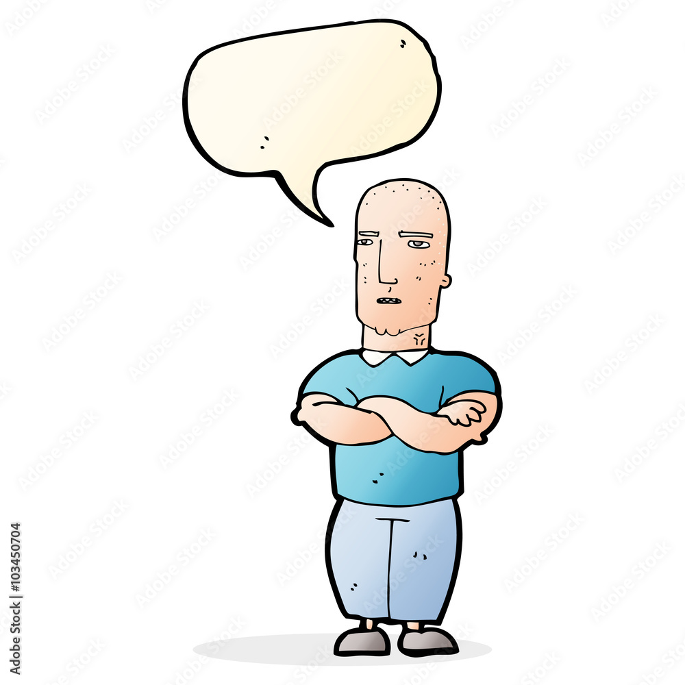 cartoon annoyed bald man with speech bubble cartoon annoyed bald man with speech bubble
