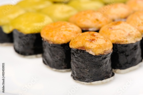 Wallpaper Mural Tasty baked japanese rolls set isolated Torontodigital.ca