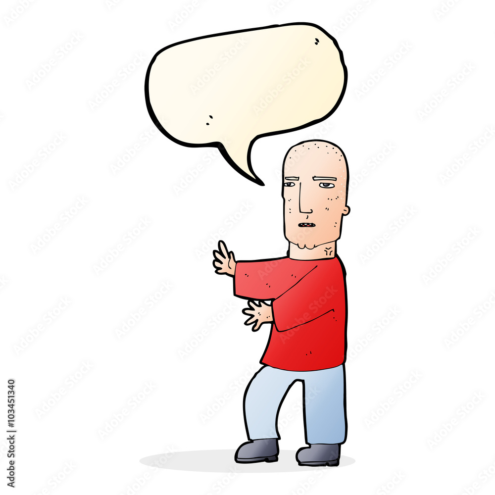 Fototapeta premium cartoon tough man with speech bubble