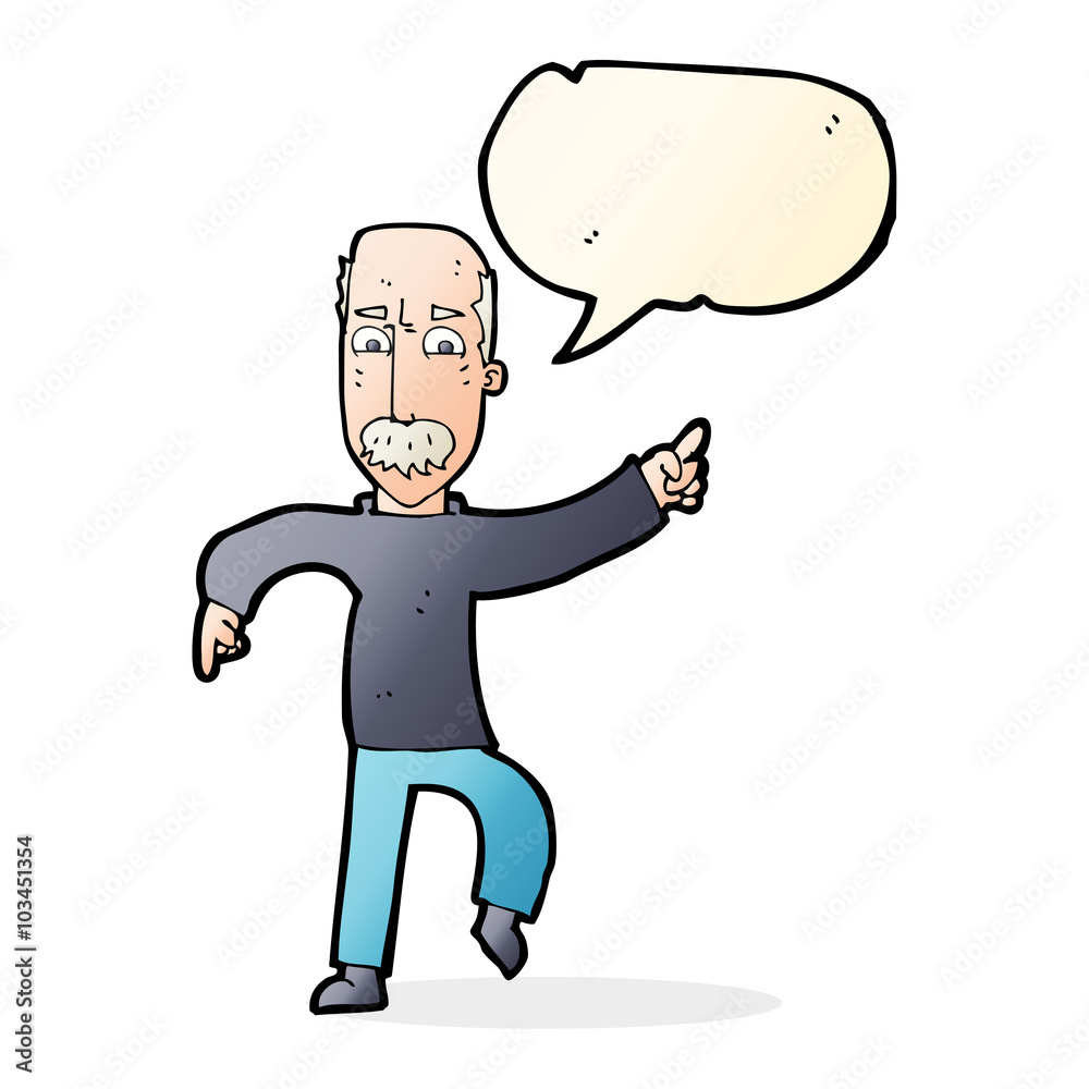 cartoon angry old man with speech bubble