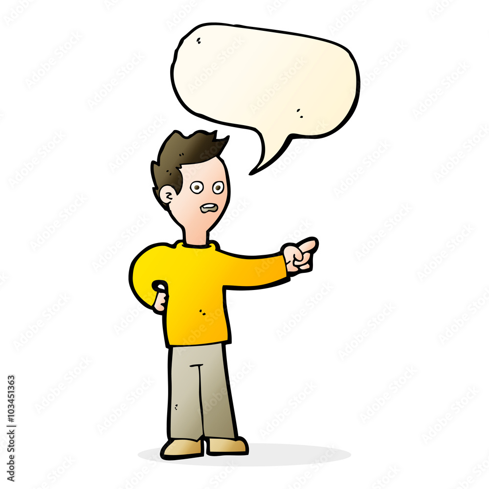 cartoon shocked boy pointing with speech bubble cartoon shocked boy pointing with speech bubble