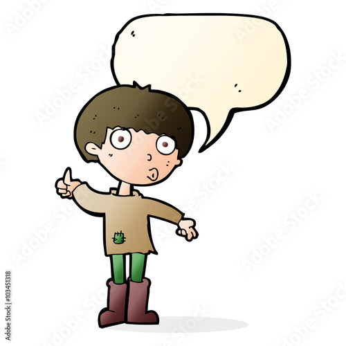 cartoon boy asking question with speech bubble