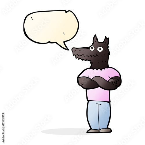 cartoon werewolf with speech bubble
