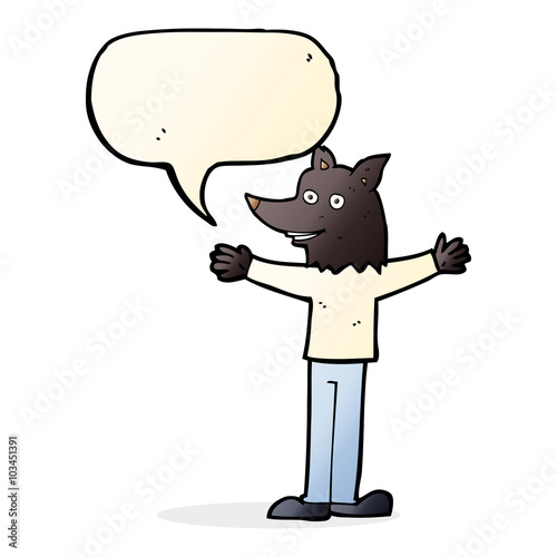 cartoon werewolf with speech bubble