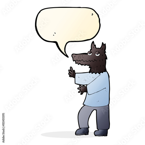 cartoon werewolf with speech bubble