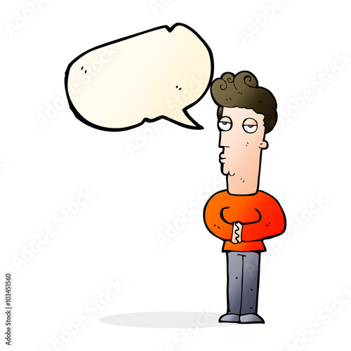 cartoon arrogant man with speech bubble