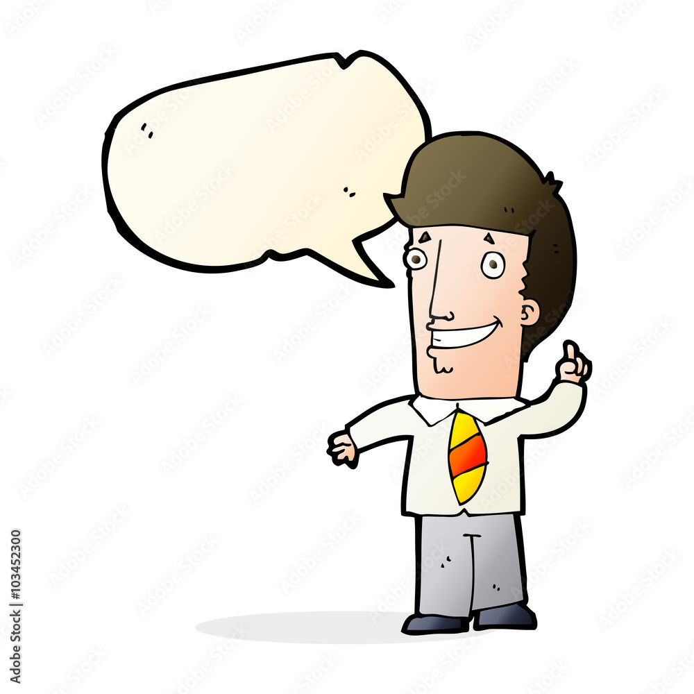 cartoon office man with idea with speech bubble cartoon office man with idea with speech bubble