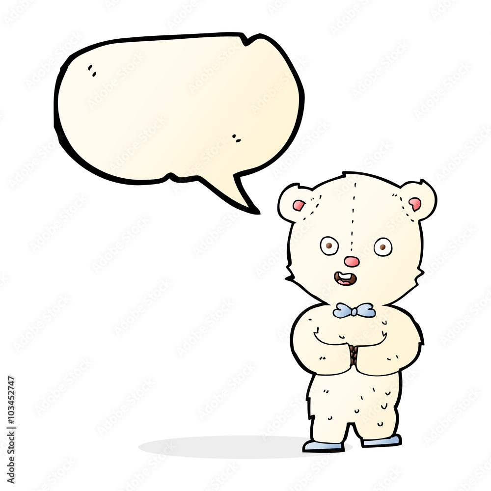 cartoon teddy polar bear with speech bubble cartoon teddy polar bear with speech bubble