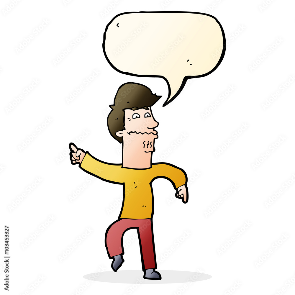 cartoon worried man pointing with speech bubble cartoon worried man pointing with speech bubble