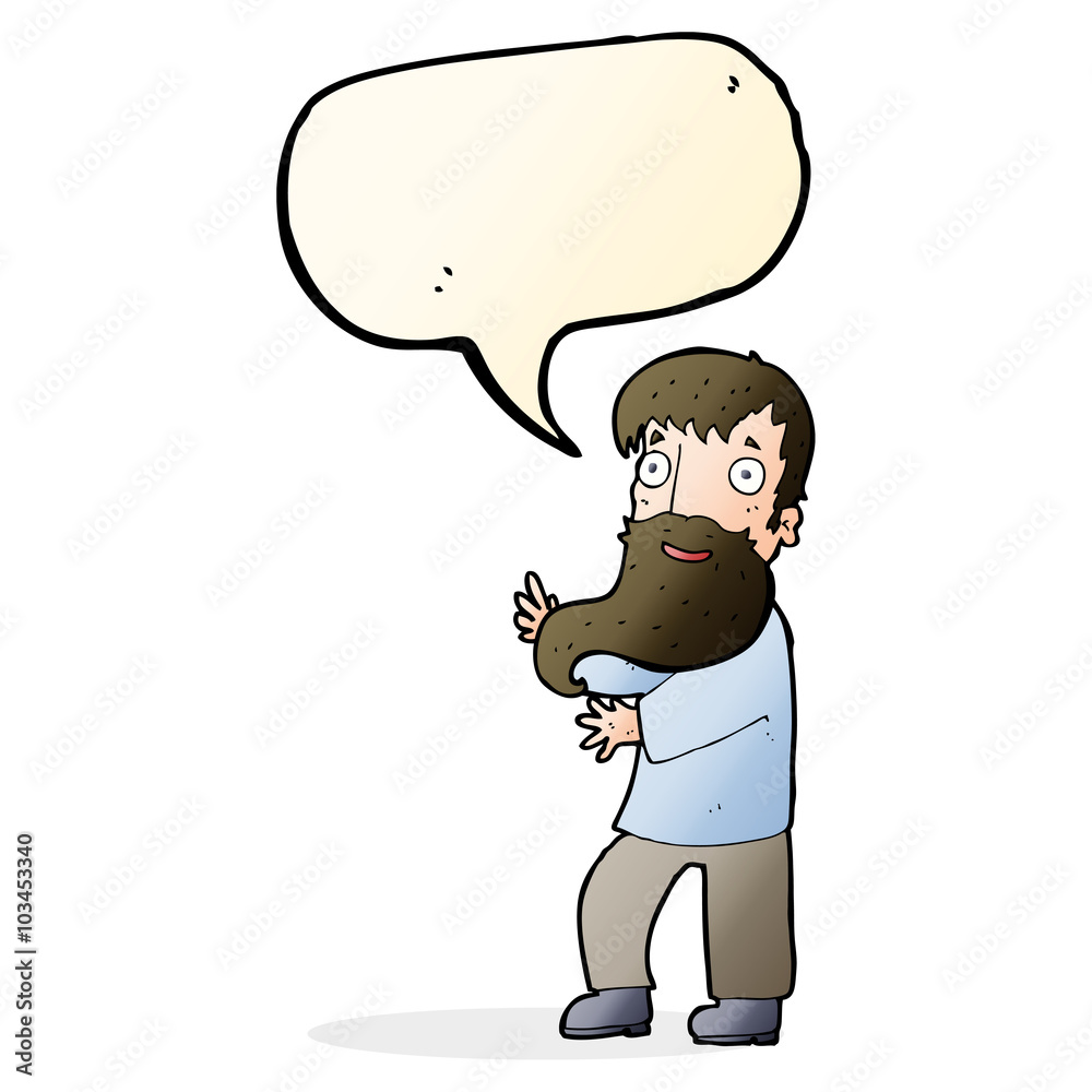 Fototapeta premium cartoon excited bearded man with speech bubble
