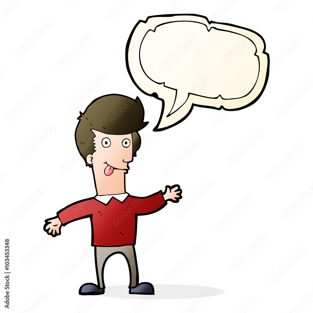 cartoon man sticking out tongue with speech bubble cartoon man sticking out tongue with speech bubble